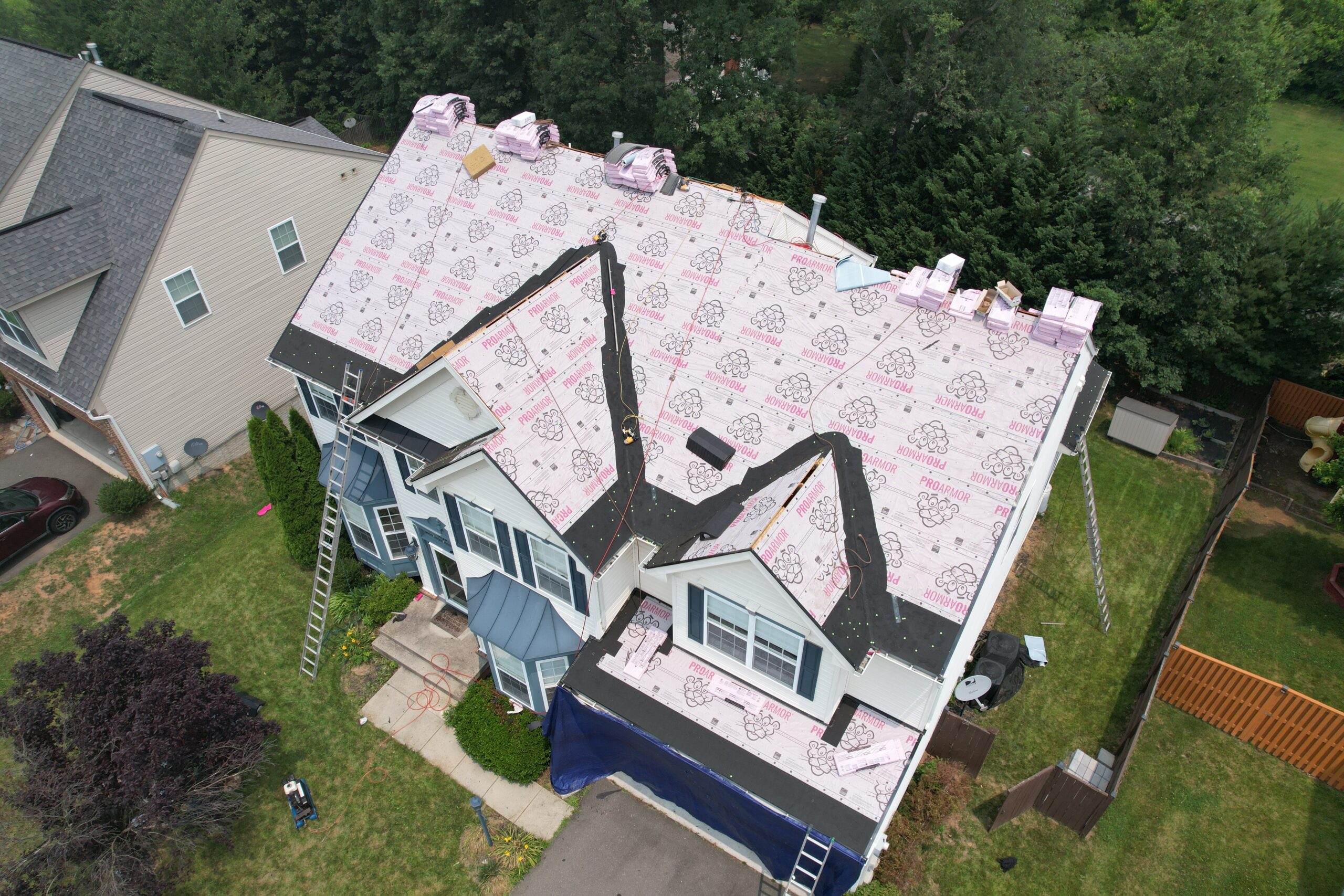 Roof installation in progress by Sparkk Construction roofing contractor in Northern Virginia