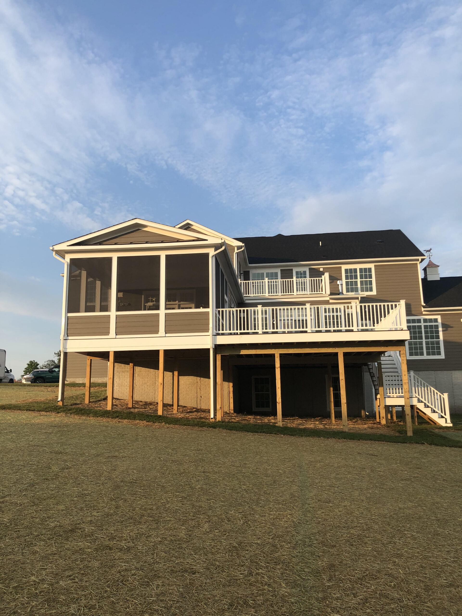 Elevated backyard deck project in Northern Virginia